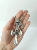 Anahtarlık Kuru Kafa Haç Metal Anahtarlık Araba Anahtar Süsü Çanta Cüzdan Aksesuar thumbnail 1