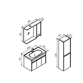 Orka Aydos 100 cm Retro Gümüş/Beyaz Banyo Dolabı Takımı ve Boy Dolabı thumbnail 3