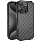 Apple iPhone 16 Pro Max Kılıf Karbon Fiber Görünümlü Parlak Kamera Çerçeveli Redclick Venus Kapak - 1
