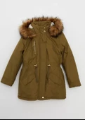 LCW Kids Haki Kapüşonlu Basic Kız Çocuk Parka - 1