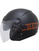 Beon Çenesiz Vizörlü Motosiklet Kaskı Mat Siyah - Turuncu thumbnail 1