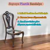 Begonya Sandalye Sert Plastik Ahşap Koltuk Bahçe Balkon Mutfak Yemek Masası Sandalyesi Kahverengi - 3