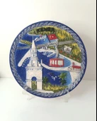 Seramik Biblo Tabak Kule Bayrak Kaplumbağa Palmiye Ağaç Deniz Tatil Duvar Masa Süsü 24 cm - 1