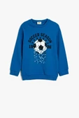 Koton Erkek Çocuk Sweatshirt Uzun Kollu Bisiklet Yaka Futbol Baskılı Şardonlu - 1