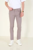 Erkek 5 Cep Slim Fit Kot Pantolon Gri - 5