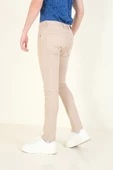 Erkek 5 Cep Slim Fit Kot Pantolon Bej - 6