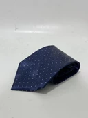 El Yapımı Desenli Lacivert İpek Kravat K06 - 2