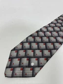 El Yapımı Desenli Gri İpek Kravat K02 - 6