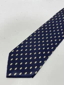 El Yapımı Desenli Lacivert İpek Kravat K19 - 6