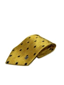 El Yapımı Desenli Sarı İpek Kravat K25 - 1