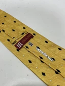 El Yapımı Desenli Sarı İpek Kravat K25 - 5