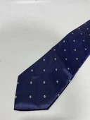 El Yapımı Desenli Lacivert İpek Kravat K12 - 6