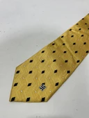 El Yapımı Desenli Sarı İpek Kravat K25 - 6