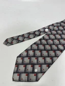 El Yapımı Desenli Gri İpek Kravat K02 - 3