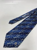 El Yapımı Desenli Mavi İpek Kravat K11 - 3