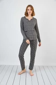 Sevim 13174 Kadın V Yaka Cepli Jakar Pijama Takım - 2