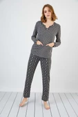 Sevim 13174 Kadın V Yaka Cepli Jakar Pijama Takım - 3