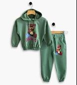 Triliya Kız Çocuk Kapşonlu Mevsimlik Likralı Eşofman Takımı 4-12 Yaş - 5