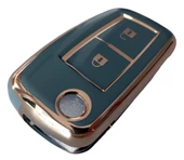 Nissan Qashqai Micra Uyumlu Anahtar Kumanda Kabı Kılıfı Oto Anahtarlık Gri Gold thumbnail 4