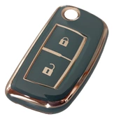 Nissan Qashqai Micra Uyumlu Anahtar Kumanda Kabı Kılıfı Oto Anahtarlık Gri Gold thumbnail 2