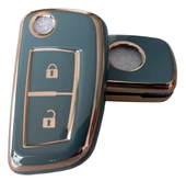 Nissan Qashqai Micra Uyumlu Anahtar Kumanda Kabı Kılıfı Oto Anahtarlık Gri Gold thumbnail 1