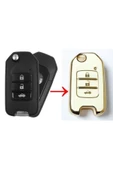 Honda Civic Cr-v Uyumlu Anahtar Kılıfı Kumanda Kılıfı Oto Anahtarlık Beyaz Gold thumbnail 5