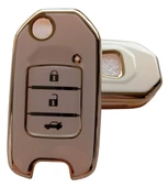 Honda Civic Cr-v Uyumlu Anahtar Kılıfı Kumanda Kılıfı Oto Anahtarlık Beyaz Gold thumbnail 1