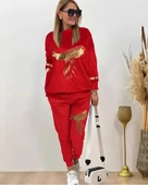 Kadın Uzun Kollu Tavus Kuşu Baskılı Iki Iplik Ikili Takım thumbnail 3