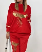 Kadın Uzun Kollu Tavus Kuşu Baskılı Iki Iplik Ikili Takım thumbnail 2