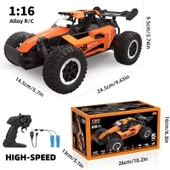 1:16 Off Road Şarjlı RC Uzaktan kumandalı Turuncu Arazi Aracı 5 Kanallı Çift Bataryalı 20 Km/s Hızında Hediyelik Oyuncak - 3