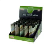 Çakmak Turbo 18 Turbo Mermer Metal Rüzgarda Sönmeyen Çakmak 25'li - 1