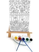 Kuçu Çetesi Çocuk Ressam Seti - 20 x 30 cm Önçizimli Tuval, 2 Adet Fırça, Palet, Boyalar ve Şövale - 1