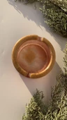 Kahverengi Renk Ve Gold Renk Süslü Yuvarlak Şekilli Küllük El Yapımı Epoksi Hediyelik - 1