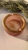 Kahverengi Renk Ve Gold Renk Süslü Yuvarlak Şekilli Küllük El Yapımı Epoksi Hediyelik - 3