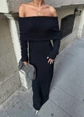 Siyah Madanno Yaka Uzun Elbise - 6