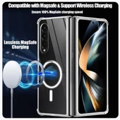 Samsung Galaxy Z Fold4 Kılıf Magsafe Özellikli Şeffaf Silikon Kapak - 2