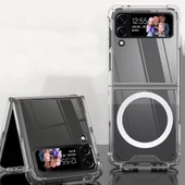 Samsung Galaxy Z Flip4 Kılıf Magsafe Özellikli Şeffaf Silikon Kapak - 2