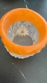 Şeffaf Epoksi İçinde Turuncu Renk Kurutulmuş sarı Papatya Kristal Şekil Saksı El Yapımı - 7