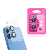 Apple iPhone 16 Plus Taşlı Kamera Lens Koruyucu Çerçeveli Koruyucu - 6
