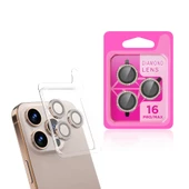 Apple iPhone 16 Pro Max Taşlı Kamera Lens Koruyucu Çerçeveli Koruyucu - 6