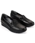 Forelli Mimoza-H 25109 Kadın Siyah Comfort Deri Casual Ayakkabı - 6