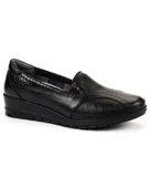 Forelli Mimoza-H 25109 Kadın Siyah Comfort Deri Casual Ayakkabı - 1