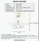TT Aydınlatma TT330-1TPL-BY  Zambak Modeli Mat Beyaz Tek Toplu 3 Renk Modüllü Ledli Avize thumbnail 4