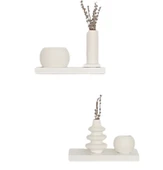 yankı-byeg 20 Cm İkili Beyaz Mdf Uçan Mini Duvar Rafı Gizli Bağlantı Çiçeklik - 1