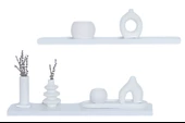 yankı-byeg 60 Cm İkili Beyaz Mdf Uçan Duvar Rafı Gizli Bağlantı Kitaplık - 1
