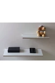 yankı-byeg 60 Cm 40 Cm İkili Açık Gri Mdf Uçan Duvar Rafı Gizli Bağlantı Kitaplık - 1