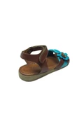 OrtopedikAL Trend Kahve Turkuaz Kız Çocuk Sandalet Ayakkabı %100 Hakiki Deri - 4