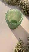 Parlak Çimen Yeşili Renkli Tırtıklı Sukulent Epoksi Saksı El Yapımı Hediyelik - 7