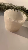 Parlak Sedefli Beyaz Gri Renkli Tırtıklı Sukulent Epoksi Saksı El Yapımı Hediyelik - 1