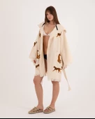 Bornoz ,Plaj Kıyafeti,Kimono , Kaftan ,Sabahlık & Leopar Desenli Kapüşonlu Kısa - 8